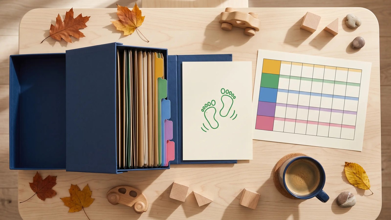The Circle Time Cards box on a preschool classroom table